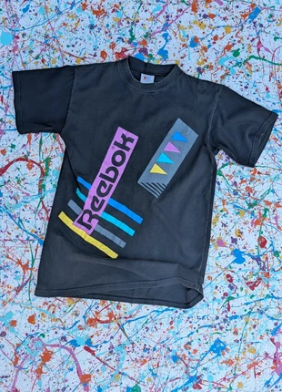Vintage 90s 80s Reebok tshirt black pastel pink blue yellow turquoise small, brand: Reebok, condition: Very good, size: S, £18.00, £19.60 includes Buyer Protection