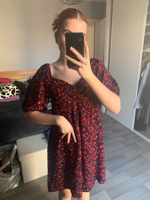 Robe fleuri manche bouffantes