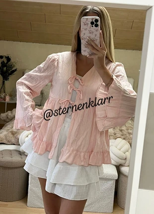 Bluse Rosa | Weite Ärmel & Bindung vorn | S/M mit Muster, brand: Made In Italy, condizioni: Ottime, taglia: S / IT 40 / EU 36, €30.00, €32.20 include la Protezione acquisti