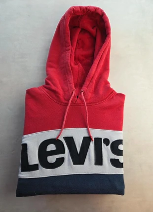 levis hoodie bicolore logo block rouge bleu M streetwear, marque: Levi's, état: Très bon état, taille: M, 18,00 €, 19,60 € Protection acheteurs incluse