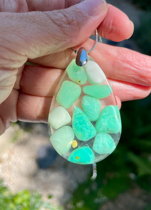 Pendentif en chrysoprase, marca: maadbijoux, estado: Novo com etiquetas, €7.50, €8.58 inclui Proteção do Comprador