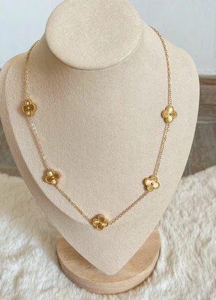 Collier court - ras de cou - doré - trèfles - acier inoxydable, état: Très bon état, 12,50 €, 13,83 € Protection acheteurs (Pro) incluse