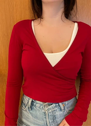 Rood vintage Vouw bloesje , merk: S13, staat: Heel goed, maat: M / 38 / 10, € 10,00, € 11,20 inclusief Kopersbescherming