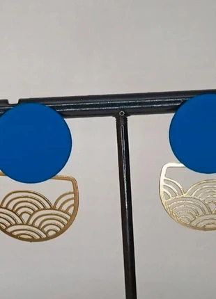 Boucles d'oreilles doré et bleu électrique, marca: Dorè, estado: Muito bom, €8.00, €9.10 inclui Proteção do Comprador Pro