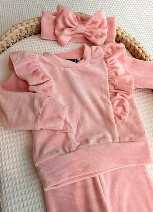 Ensemble jogging peau de pêche velours rose 6 mois pull pantalon bandeau bébé fille, brand: CHICAPRIE, condition: New without tags, size: 6-9 months / 68 cm, €25.00, €26.95 includes Buyer Protection Pro