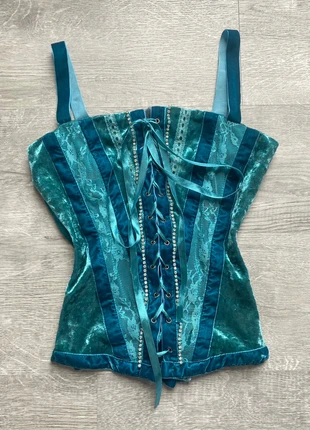 Top velours dentelle laçage style corset, marque: Top Vintage, état: Bon état, taille: M / 38 / 10, 17,50 €, 19,08 € Protection acheteurs incluse
