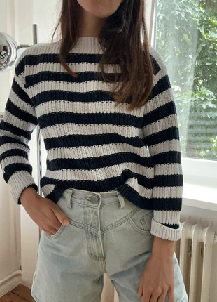 Stripped cotton jumper | M&S, merk: Marks & Spencer, staat: Heel goed, maat: S / 36 / 8, € 11,50, € 12,78 inclusief Kopersbescherming