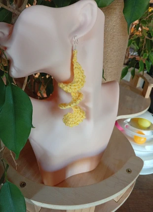 CA377. Boucles d'oreilles spirales jaunes au crochet fait maison attaches argent 925, marca: Maison, estado: Nuevo sin etiquetas, 5,00 €, 5,95 € Protección al comprador incluida