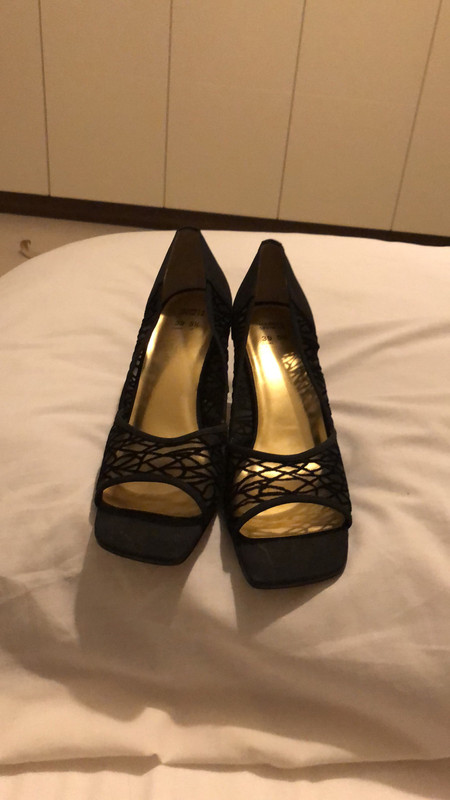 Ladies black peep Toe Shoes M & S size 5 1/2 worn only once - Vinted