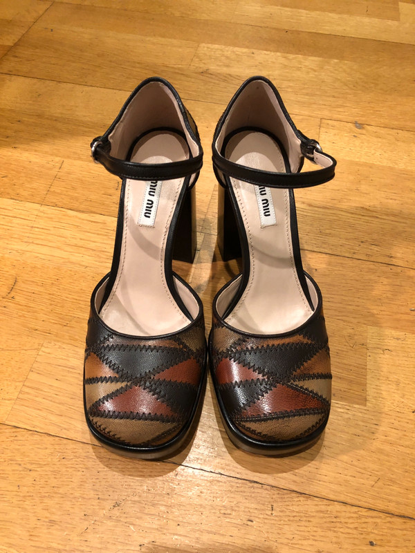 Escarpins compens s en cuir patchwork MIU MIU