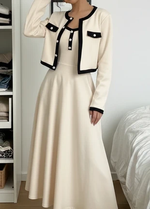 Ensemble robe veste crème - femme taille S, brand: Velys Rayé, condition: Very good, size: S / 36 / 8, €45.00, €47.95 includes Buyer Protection