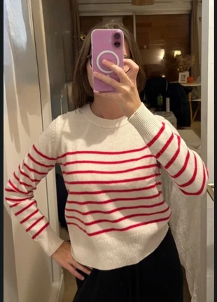 Pull cachemire bouton doré galerie Lafayette marinière rose, brand: Galeries Lafayette, condition: Very good, size: M / 38 / 10, €40.00, €42.70 includes Buyer Protection