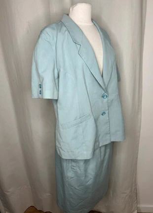 Ensemble Tailleur Jupe Blazer 46 XXXL - Couleur Bleu Clair/Turquoise - Style Vintage Rétro, brand: Vintage, condition: Very good, size: XXXL / 46 / 18, €28.00, €30.10 includes Buyer Protection Pro