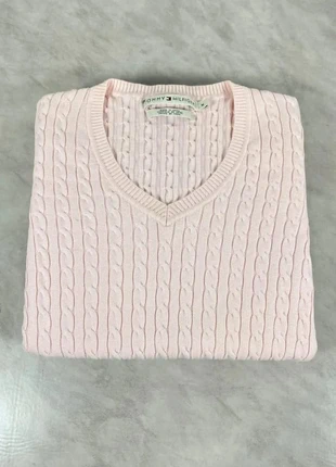 Pull Tommy Hilfiger rose pâle torsadé col V femme – taille M Code 035N, marque: Tommy Hilfiger, état: Très bon état, taille: M / 38 / 10, 25,00 €, 26,95 € Protection acheteurs (Pro) incluse