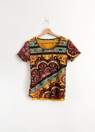 T-shirt en tulle avec strass | Colourful mesh tee with rhinestones, marque: Vintage, état: Bon état, taille: XS / 34 / 6, 12,00 €, 13,30 € Protection acheteurs (Pro) incluse