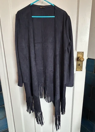 Jayley blue suede tassle edged open jacket one size, brand: Jayley, condition: Good, size: One size, £15.00, £16.45 includes Buyer Protection