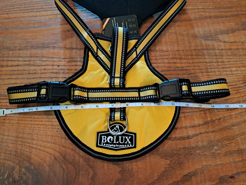 Black and yellow adjustable dog harness size large 5