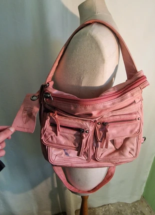 True vintage Tasche Ledertasche Leder Schultertasche Shopper rosa boho Y2K retro Umhängetasche, merk: true vintage, staat: Goed, € 26,00, € 28,00 inclusief Kopersbescherming