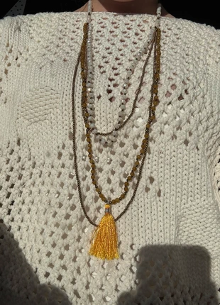 Genuine Vintage Boho Beaded Tassel Necklace with yellow/gold Fringe, brand: Vintage Dressing, condition: Very good, €8.00, €9.10 includes Buyer Protection