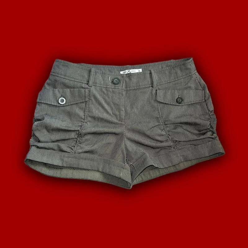 Y2K Brown Pinstripe Mini Shorts 4