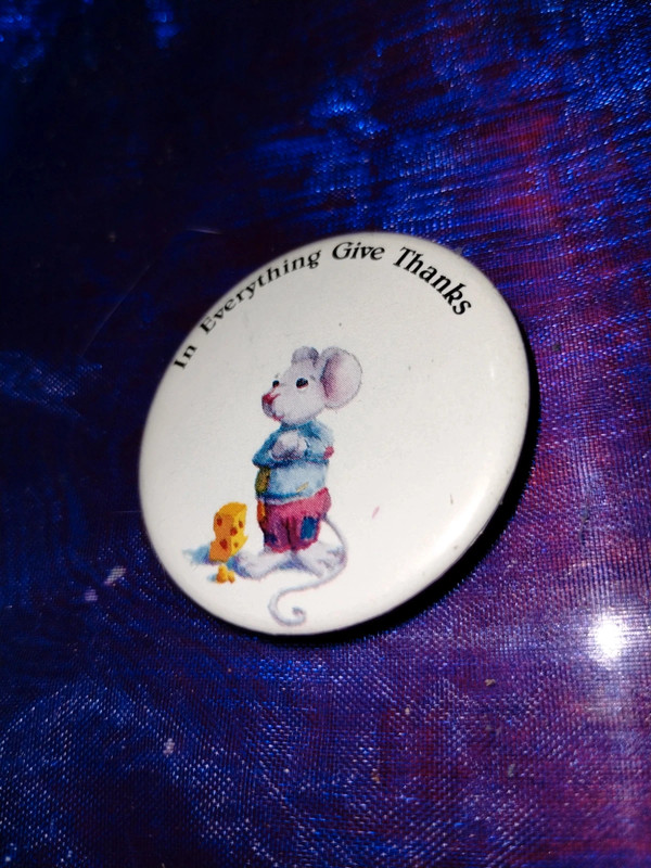 Adorable white mouse pinback button