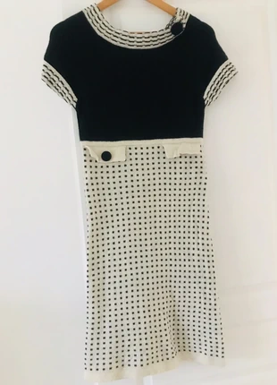 Robe hiver vintage blanche et noire avec angora et laine vierge Etincelle S, brand: Etincelle, condition: Very good, size: S / 36 / 8, €17.00, €18.55 includes Buyer Protection