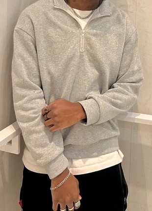 Sweat gris clair – Demi-zip – Taille M – Style minimal et confortable, merk: y2k, staat: Nieuw zonder prijskaartje, maat: M, € 35,99, € 38,49 inclusief Kopersbescherming