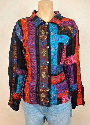 🎨 Veste tapestry brodée vintage femme M (taille 3) multicolore bohème chic Y2K artwear, marca: Vintage Dressing, estado: Muito bom, tamanho: M / 38 / 10, €29.90, €32.10 inclui Proteção do Comprador