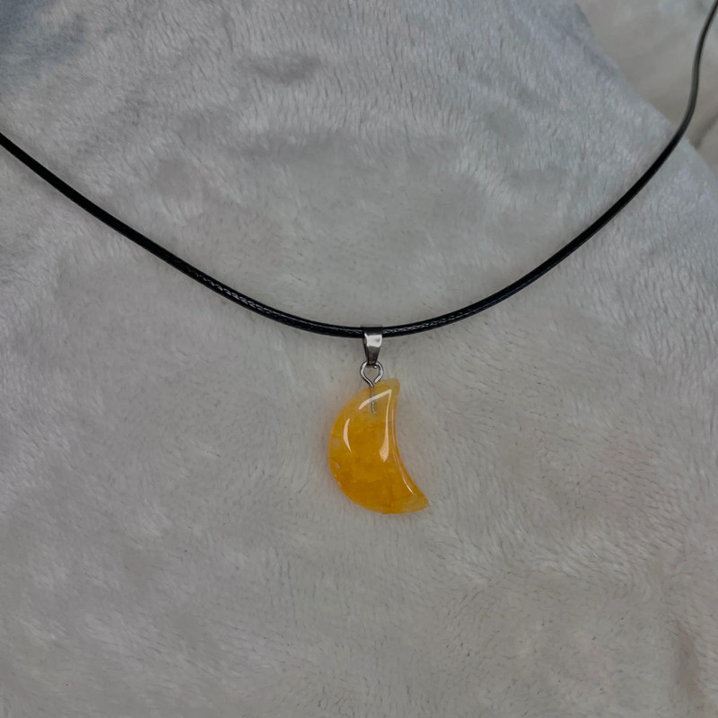 Crystal Necklace Citrine Crescent Moon Pendant Gemstone Crystal Jewelry 3