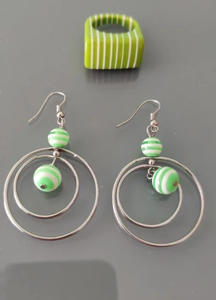 Lote bisutería de pendientes y anillo verde, staat: Heel goed, € 3,00, € 3,85 inclusief Kopersbescherming