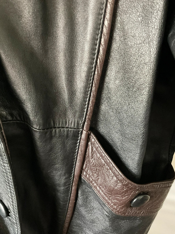 Sardar London Vintage XL black/brown genuine leather jacket pockets ...