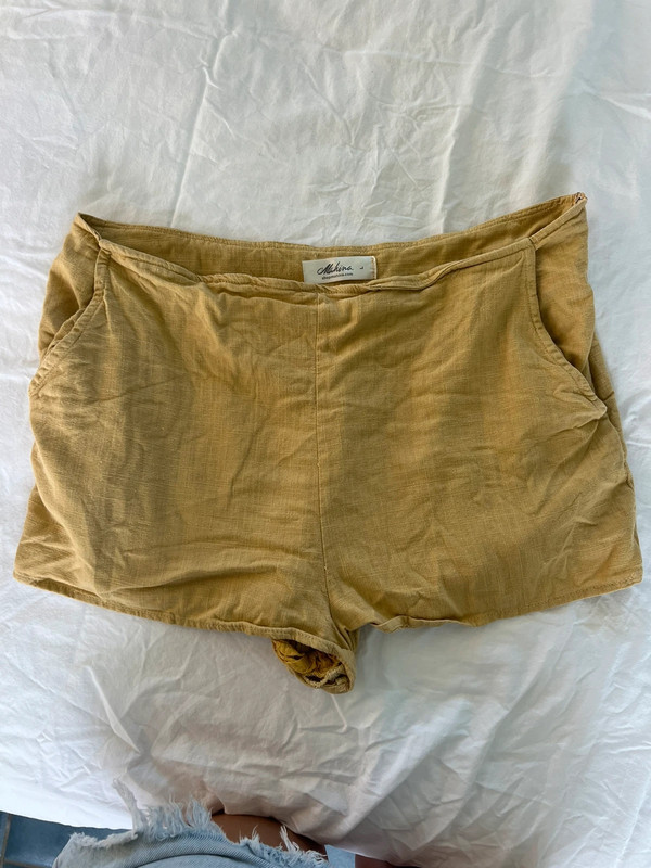 Mahina Yellow Linen Shorts 1