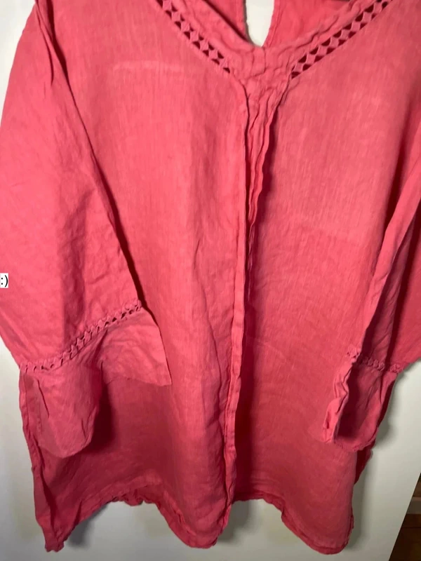 Blouse femme en lin taille 52 / piment rouge - photo numéro 4