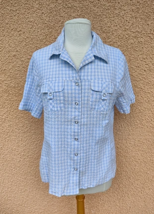 Chemisier manches courtes bleu et blanc "Damart" taille 44, marke: Damart, zustand: Sehr gut, größe: XXL / 44 / 16, 12,90 €, 14,25 € beinhaltet Vinted-Käuferschutz Pro