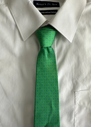 Cravate verte à motif géométrique – M. de Villandry (soie), marque: Vintage Dressing, état: Très bon état, 7,00 €, 8,05 € Protection acheteurs incluse