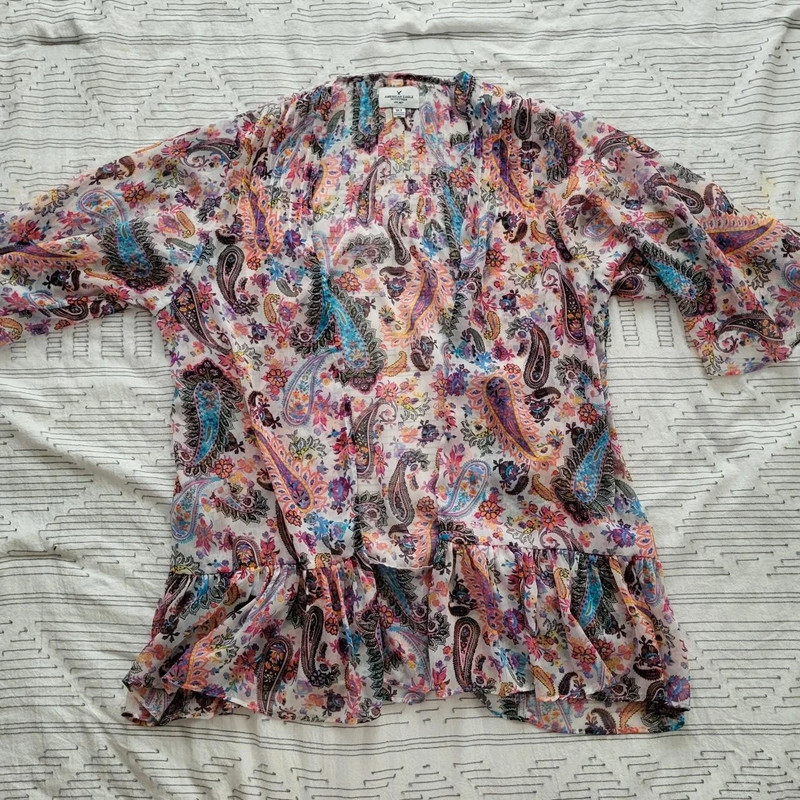 multicolor paisley pattern semi sheer flowy cardigan 2