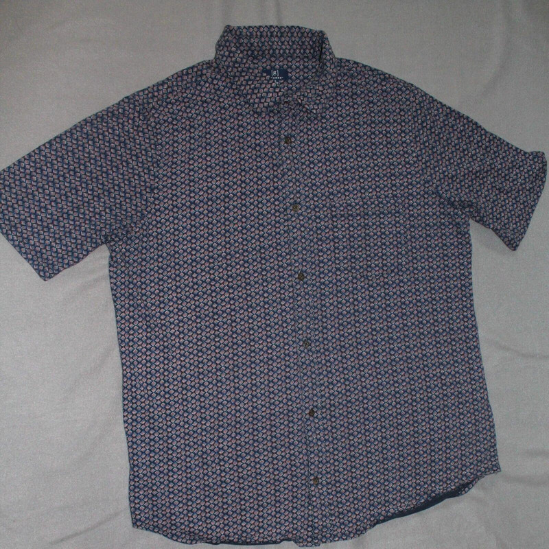 Mens Xl George Blue Short Sleeve Button Up Pocket Casual Shirt 1