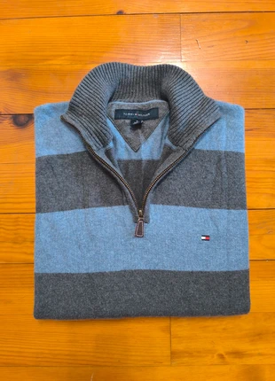 Pull Tommy Hilfiger - 1/4 Zip Half Zip - Col camionneur - Gris, bleu - Taille M, marque: Tommy Hilfiger, état: Très bon état, taille: M, 34,99 €, 37,44 € Protection acheteurs incluse