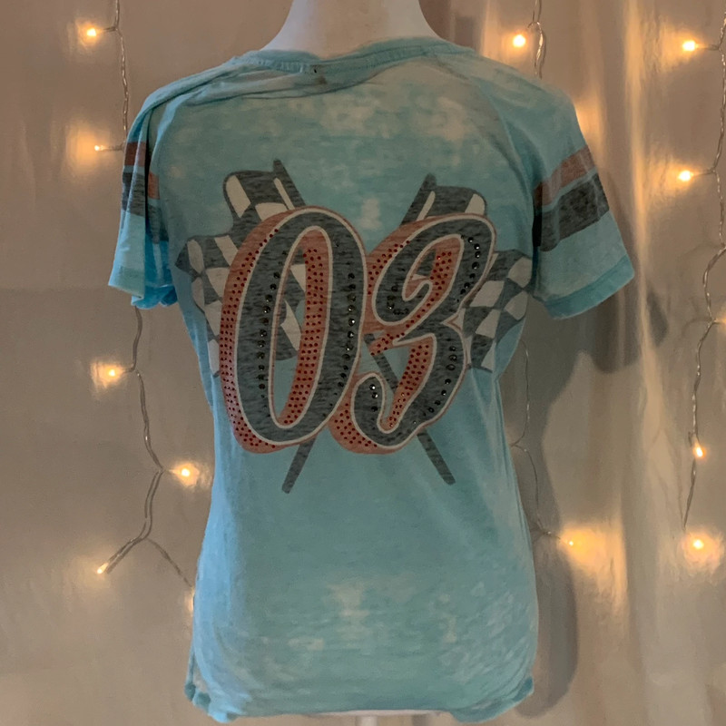 Vintage Harley Davidson Y2K Blue Sheer Double-Sided '03 Tee - Size Medium 4