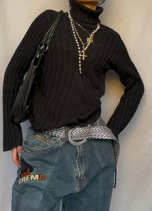 Vintage Chunky Black Turtle Neck Sweater (#353), merk: Vintage, staat: Heel goed, maat: S / 36 / 8, € 31,00, € 33,25 inclusief Kopersbescherming Pro