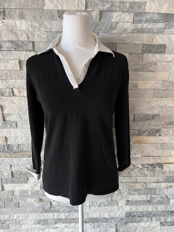 White and black long sleeve collar shirt from Notations 1