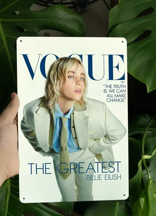 Billie Eilish Vogue – Targa decorativa 30x20 cm in metallo, marque: Billie Eilish, état: Neuf sans étiquette, 12,00 €, 13,30 € Protection acheteurs incluse