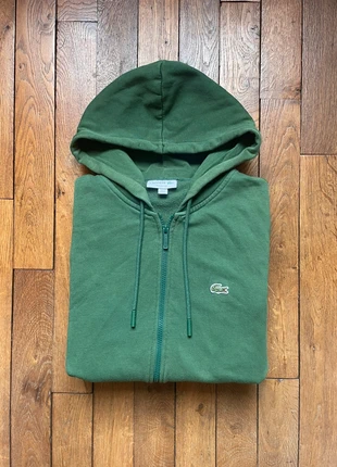 Sweat à capuche vert zippé Lacoste Classic Fit – Hoodie, zip intégral, logo crocodile – Taille L, marca: Lacoste, estado: Muito bom, tamanho: L, €45.00, €47.95 inclui Proteção do Comprador