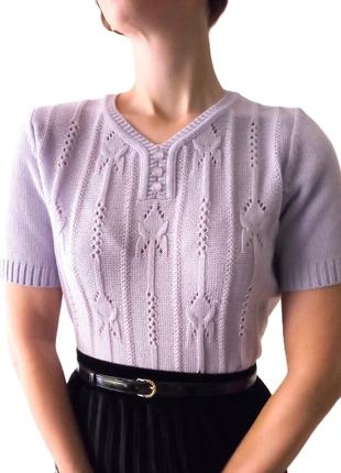 Pull Manches Courtes Violet Rétro - Détails Ajourés - Style Années 40 - L (40), brand: sans marque, condition: Very good, size: L / 40 / 12, €20.00, €21.70 includes Buyer Protection Pro