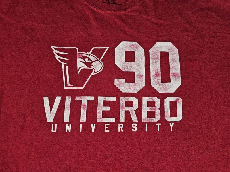 90 Viterbo University V-Hawks Shirt Mens 2xl Red Logo Tshirt 2