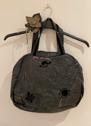 By Nica Designer Faux Leather Patterned Flowers Edgy Velvet Handbag Laptop A4 Large Bag Zipped, brand: Nica, condition: Good, £3.75, £4.64 includes Buyer Protection