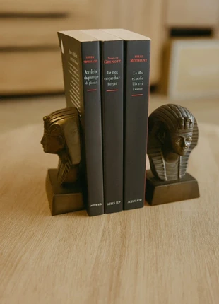 🏺 Paire de serre-livres pharaons égyptiens en métal patiné, condition: Very good, €37.50, €40.08 includes Buyer Protection