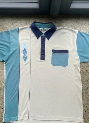 Off white/teal blue/navy EMOS vintage polo, brand: emos, condition: Very good, size: L, €15.00, €16.45 includes Buyer Protection