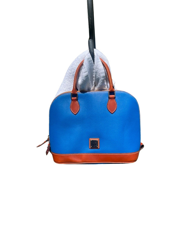 NWT Dooney & Bourke Handbag Pebble Grain Zip Satchel French Blue 1