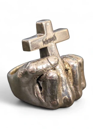 Bague chevaliere Behemoth en laiton T63: doigt d’honneur & croix inversee-  death metal antichrist, brand: Metal, condizioni: Nuovo senza cartellino, taglia: 19,8 mm Ø / 23,5, €12.00, €13.30 include la Protezione acquisti